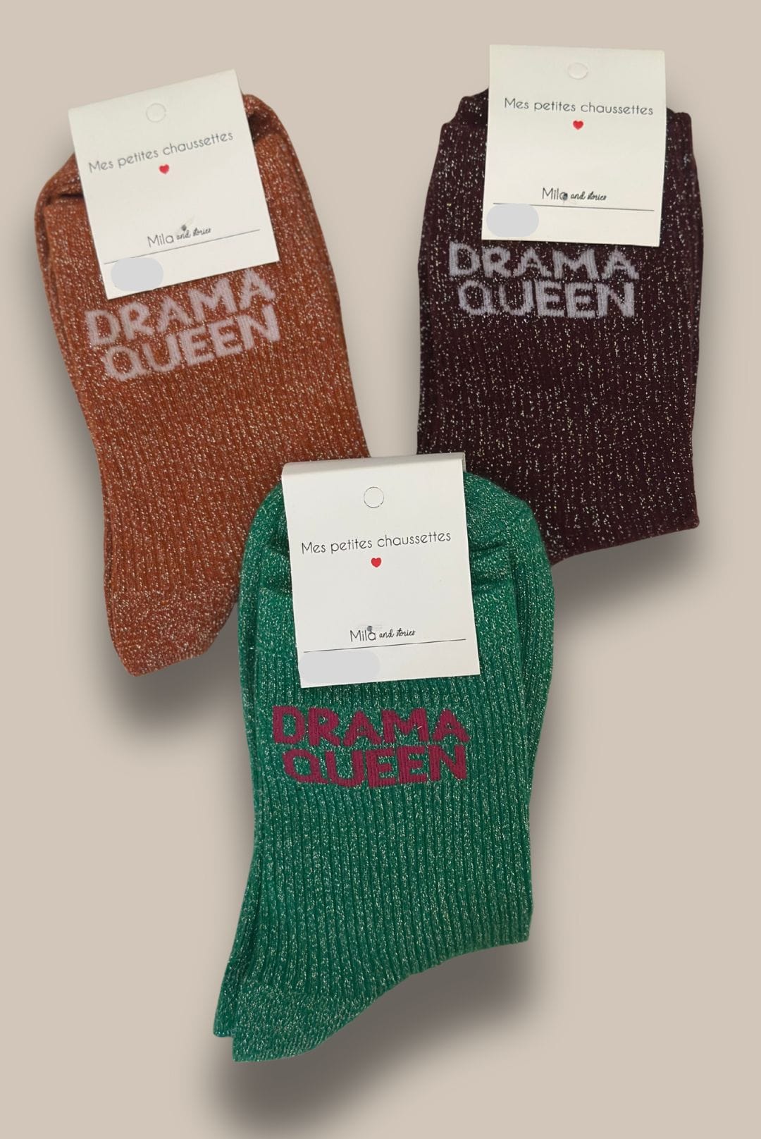 Chaussettes à paillettes DRAMA QUEEN vertes