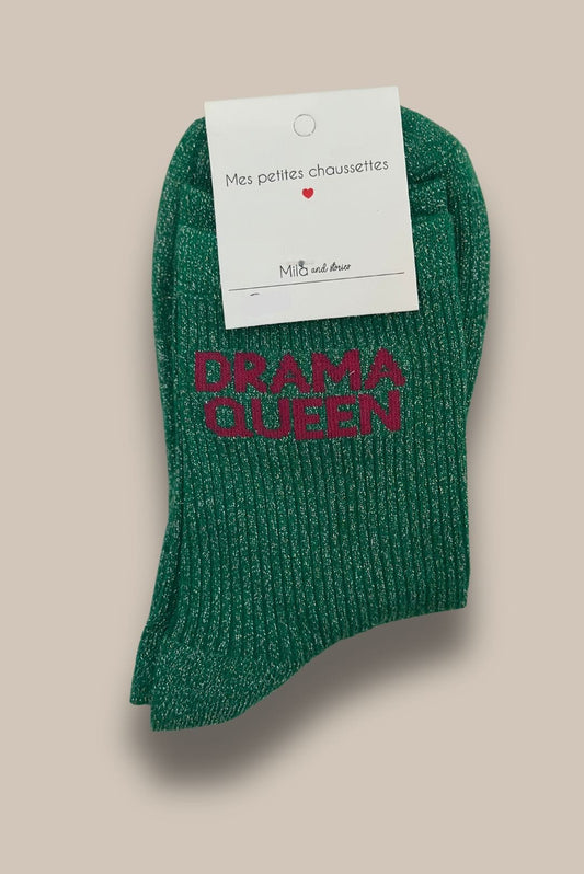 Chaussettes à paillettes DRAMA QUEEN vertes