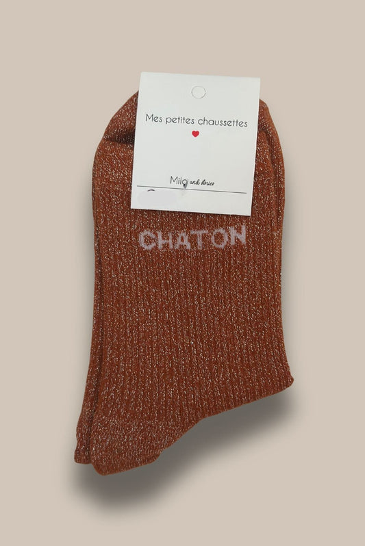 Chaussettes à paillettes CHATON orange