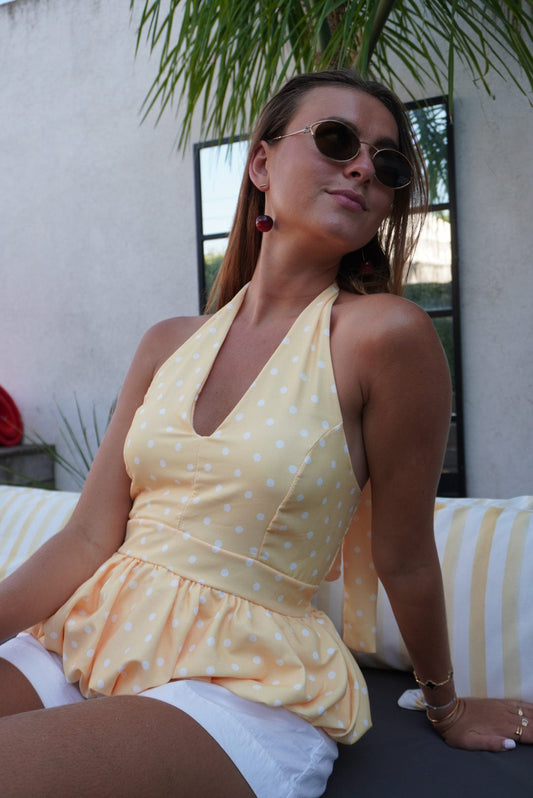 Top TINKA jaune et blanc