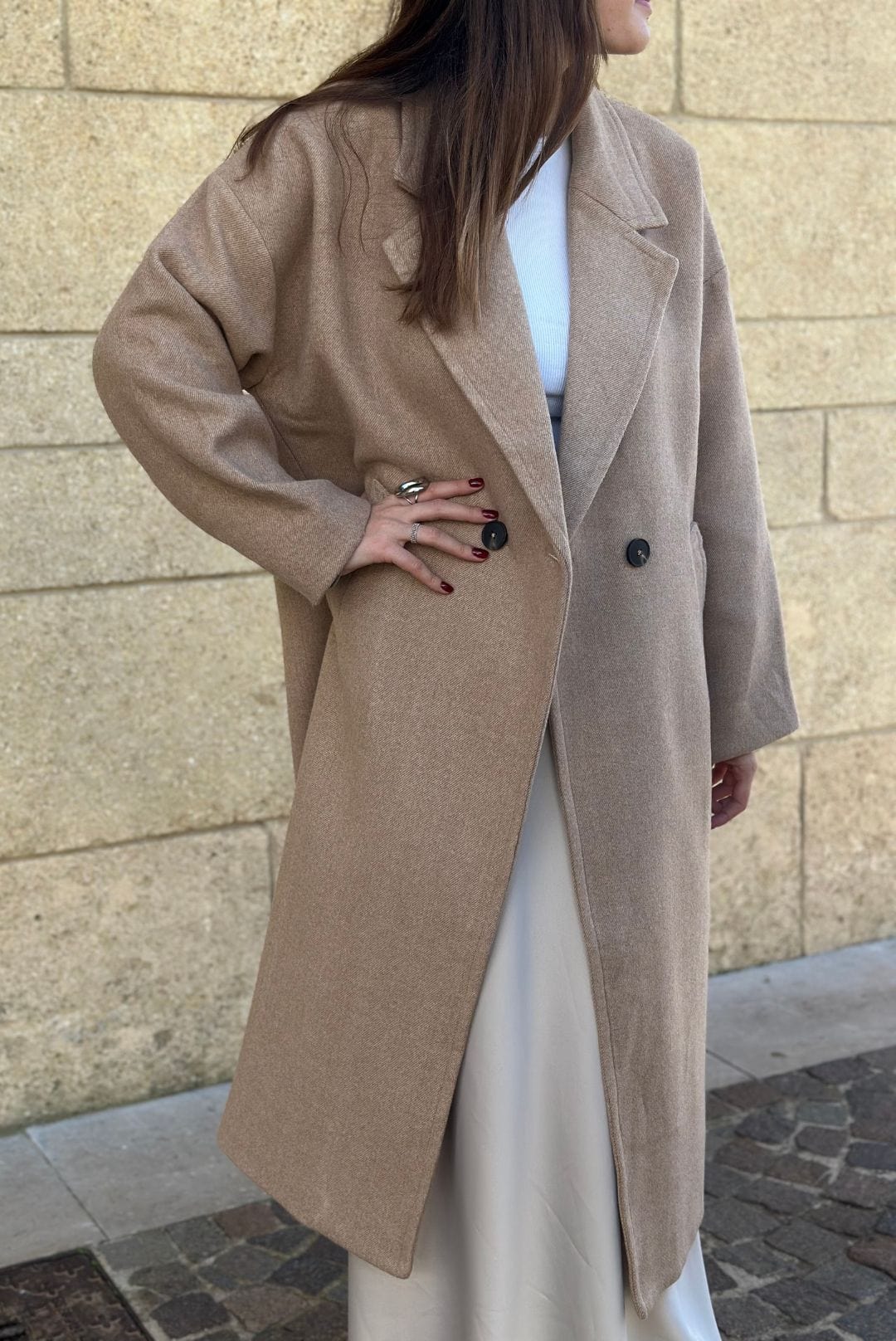 Manteau long beige PAULA