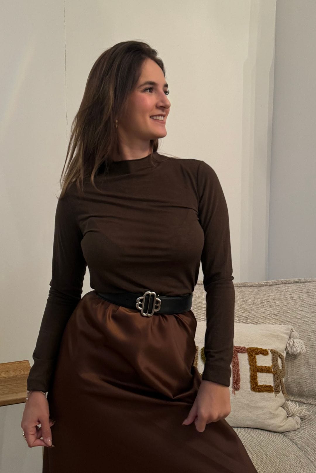 Top en cachemire marron NOA