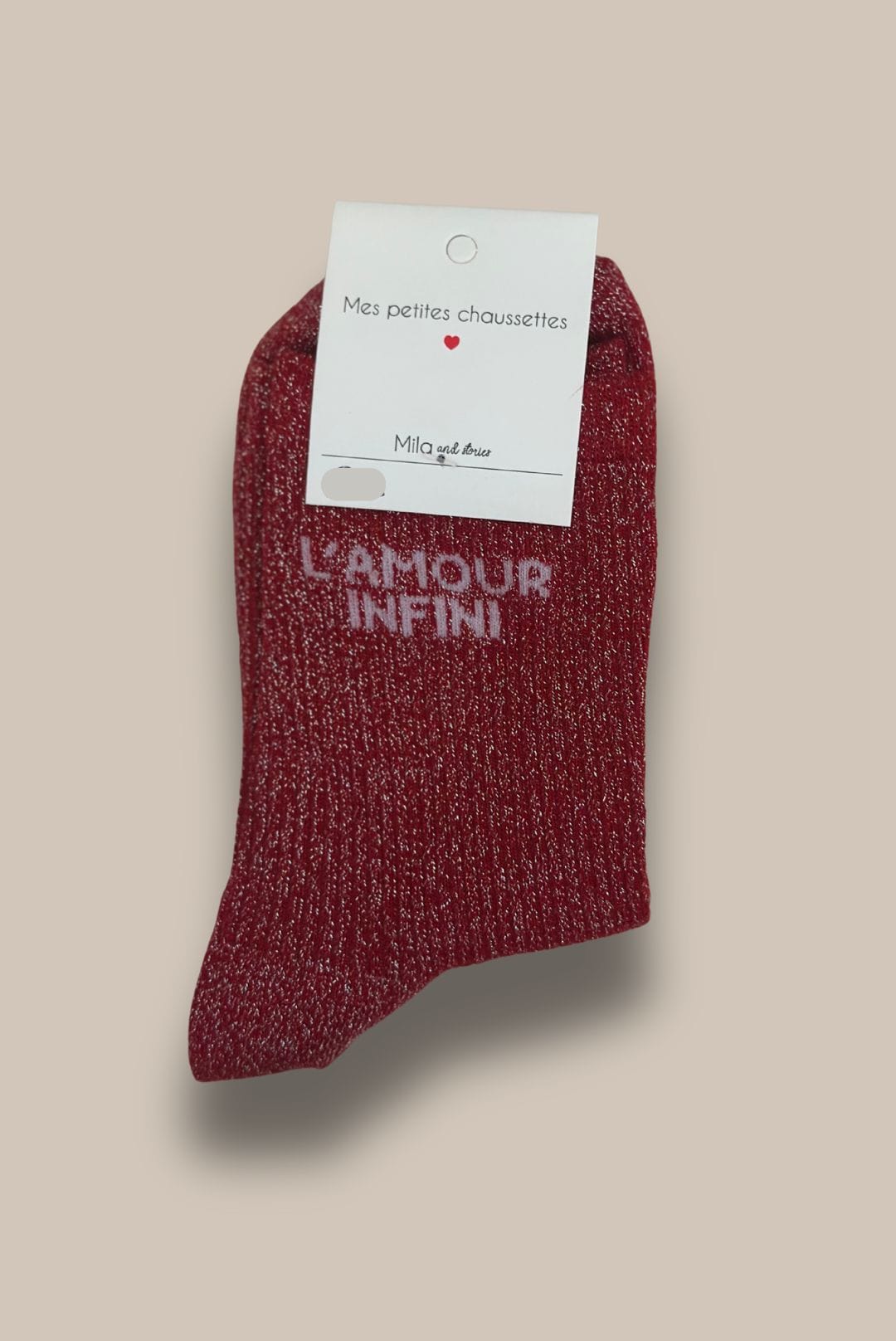 Chaussettes à paillettes L'AMOUR INFINI rouge