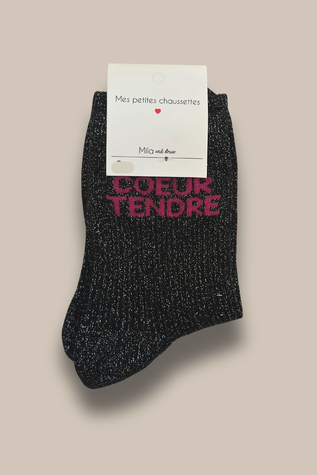 Chaussettes à paillettes COEUR TENDRE noires