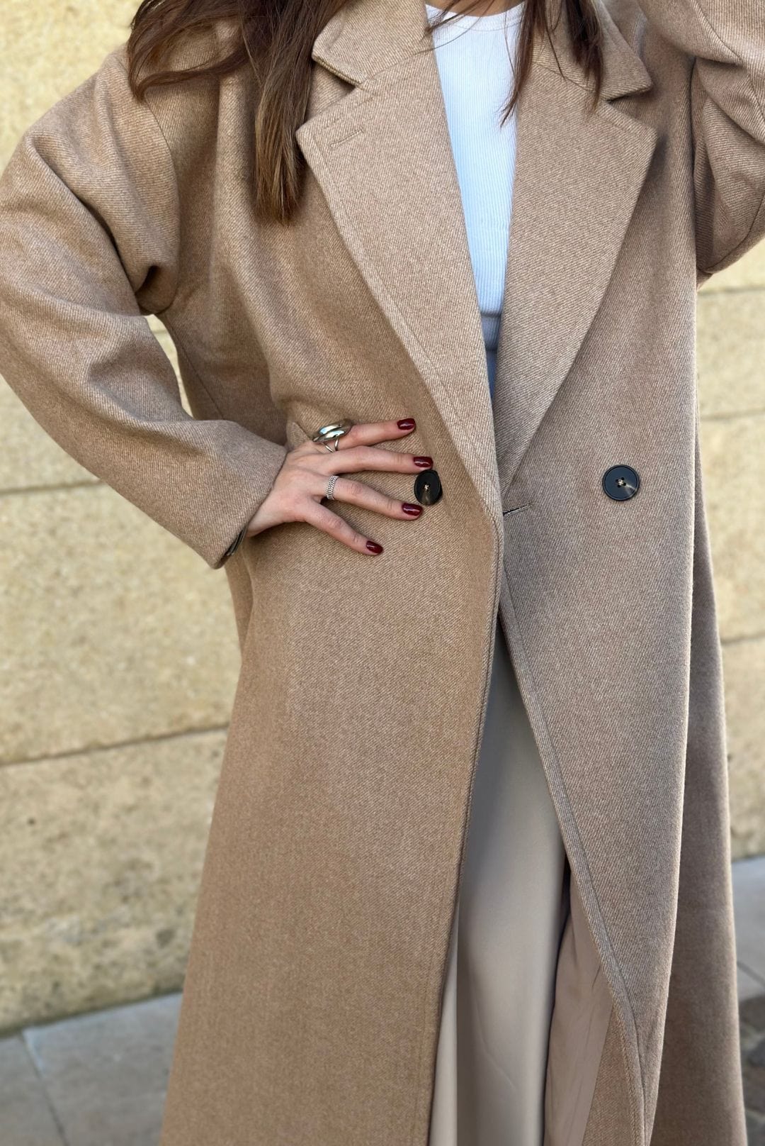 Manteau long beige PAULA