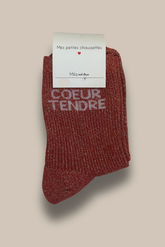 Chaussettes à paillettes COEUR TENDRE orange