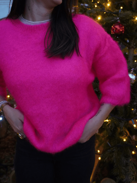 Pull mohair rose ELSA