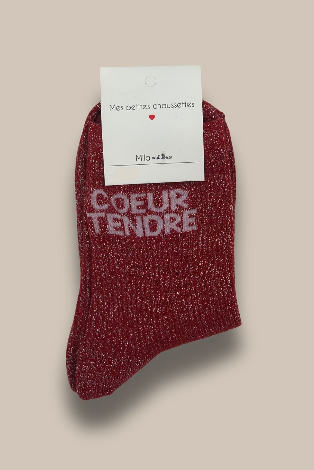 Chaussettes à paillettes COEUR TENDRE rouge