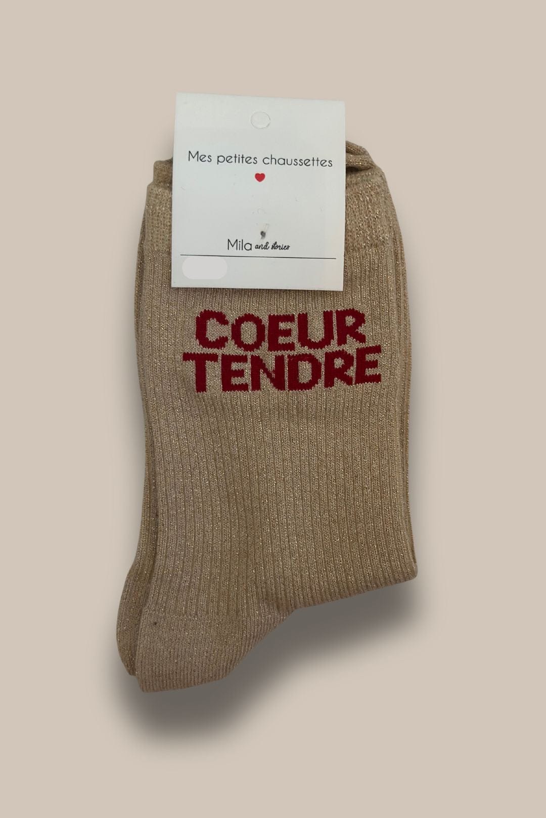 Chaussettes à paillettes COEUR TENDRE écru