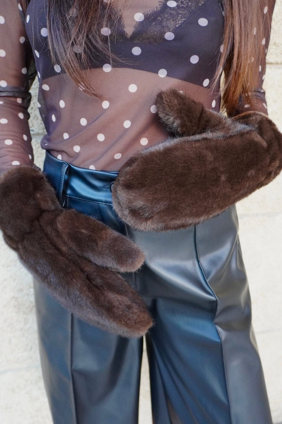 Moufles en fausse fourrure MOKA