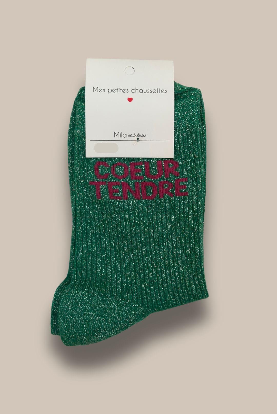 Chaussettes à paillettes COEUR TENDRE vertes