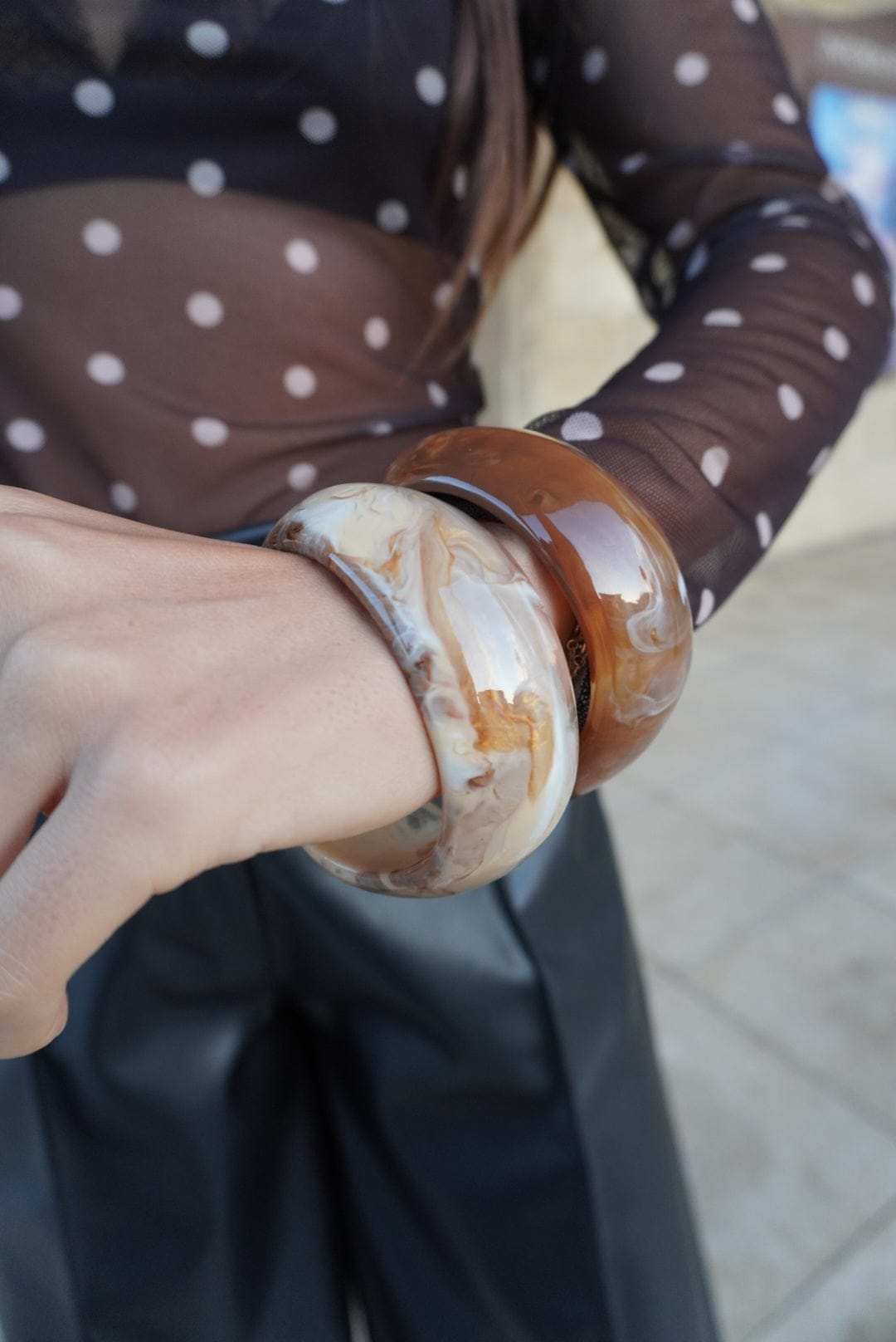 Bracelet jonc marbre marron