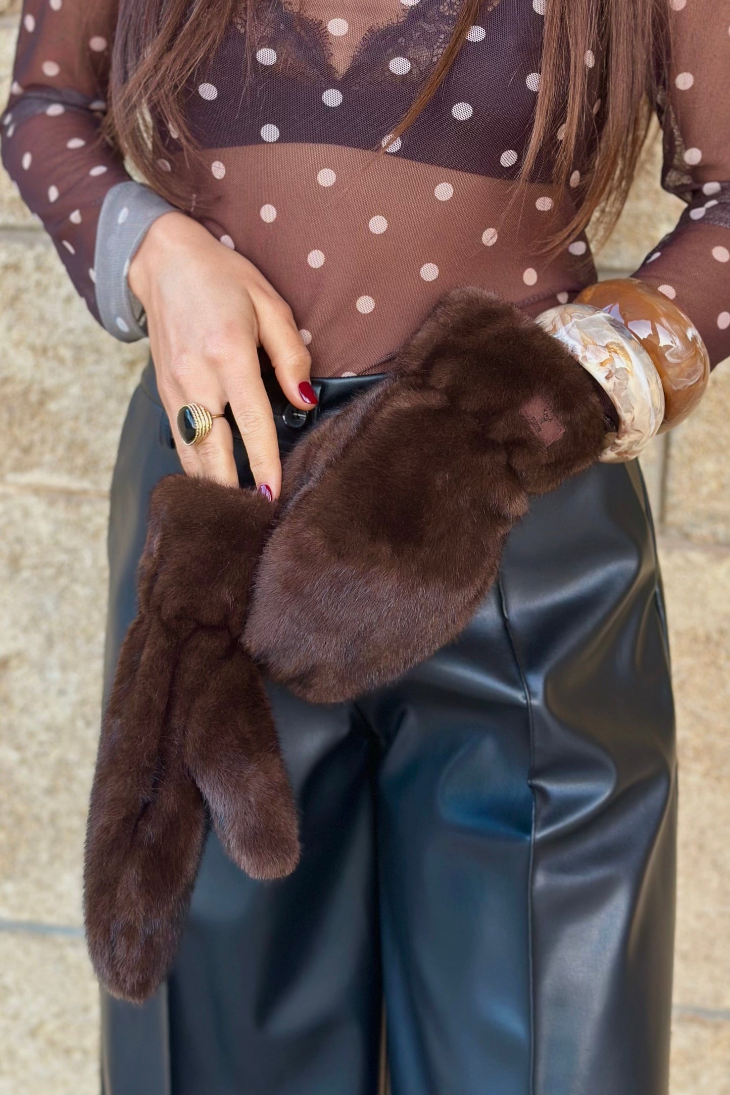 Moufles en fausse fourrure MOKA