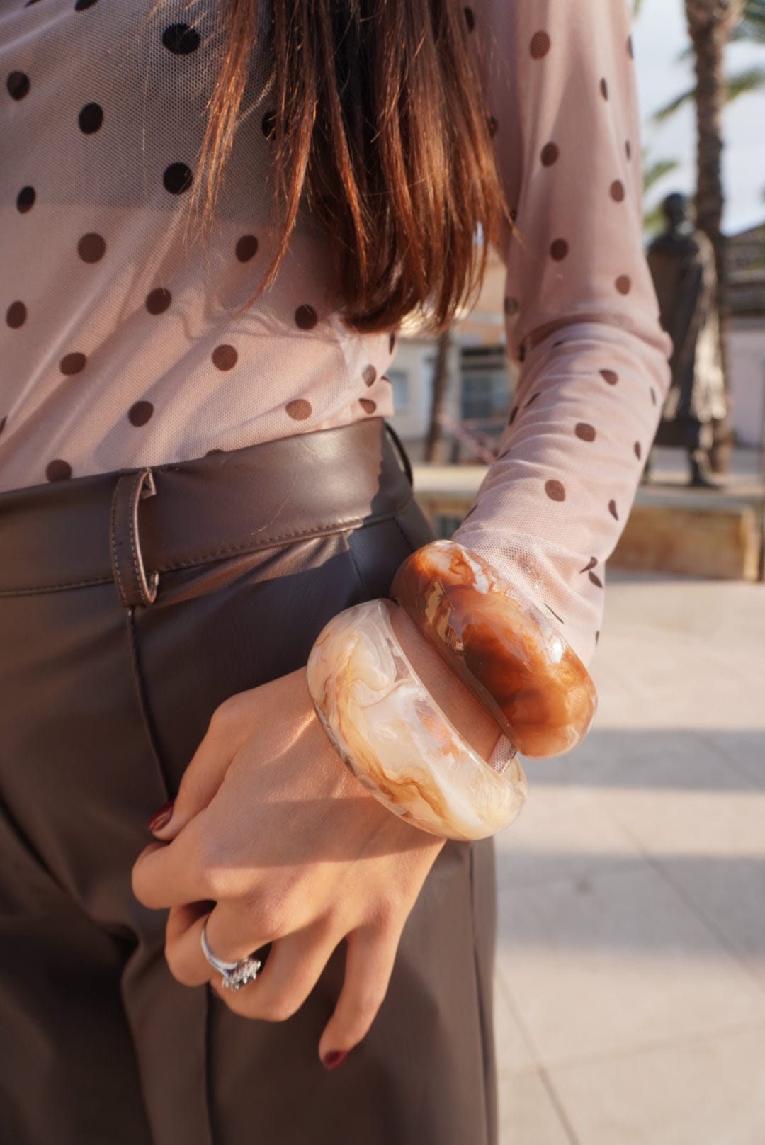 Bracelet jonc marbre blanc