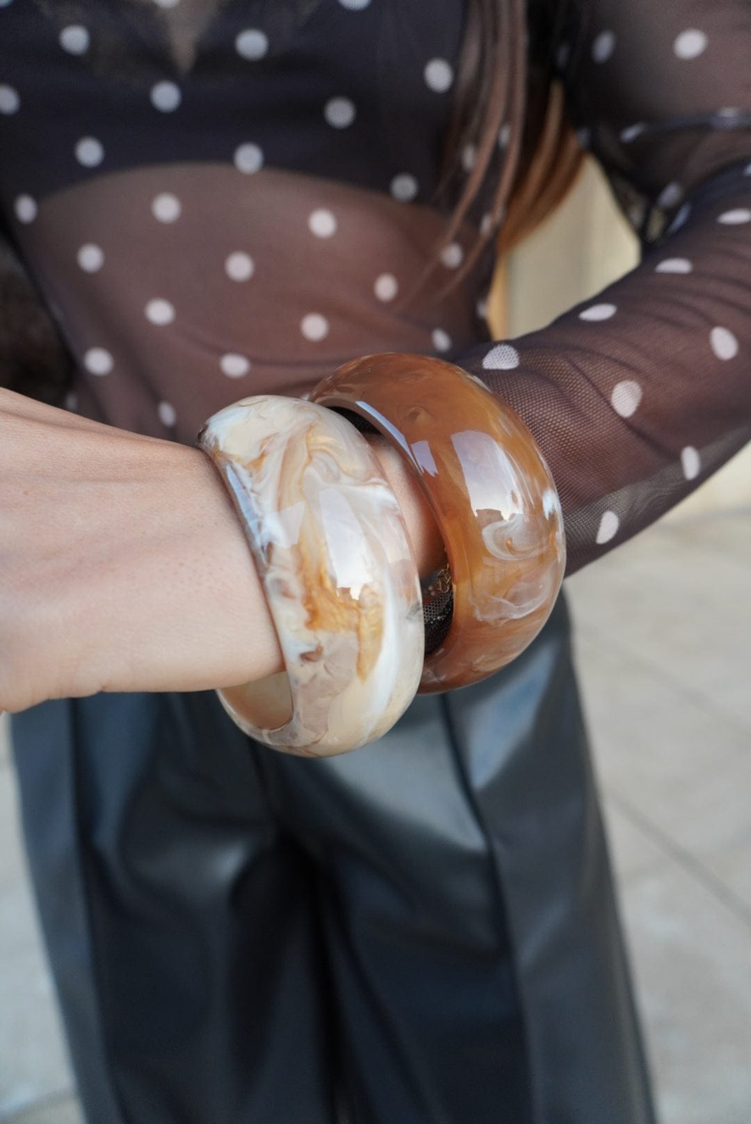 Bracelet jonc marbre blanc